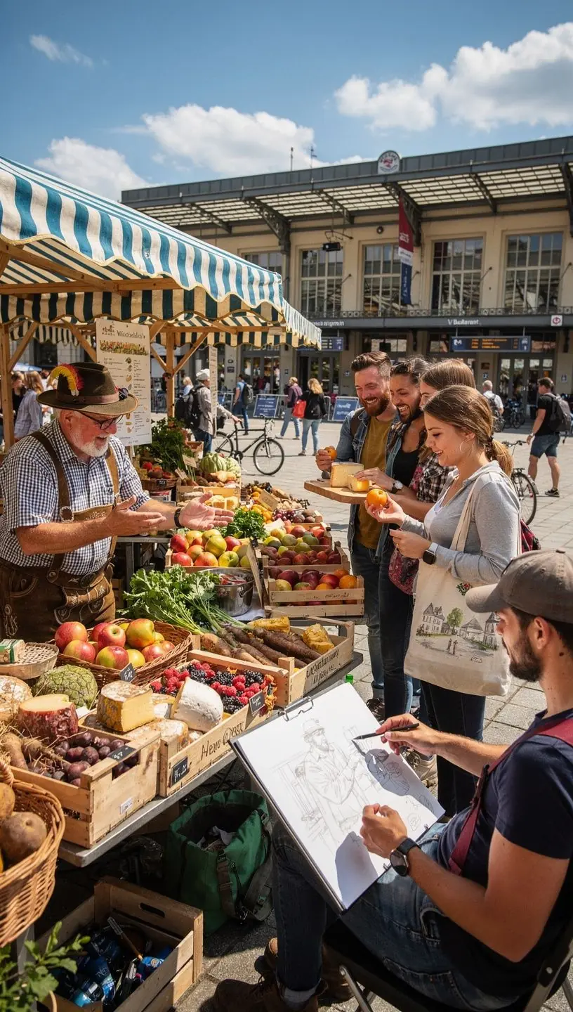 Zugabteile mit komfortablen Sitzen und Blick auf die vorbeiziehende deutsche Landschaft